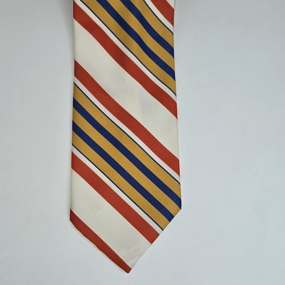 Vintage‎ Regatta Striped Silk Tie Red Navy Gold Cream 4x56 Preppy Ivy League